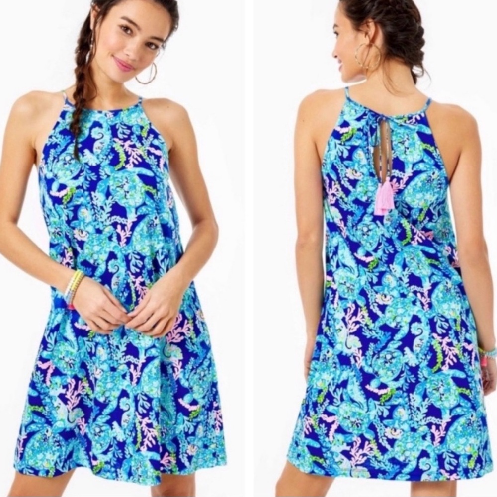 Lilly Pulitzer Margot Swing Dress Corsica Blue Turtle Villa XL